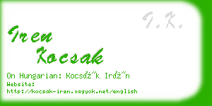 iren kocsak business card